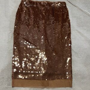 Ann Taylor Brown Sequin Pencil Skirt